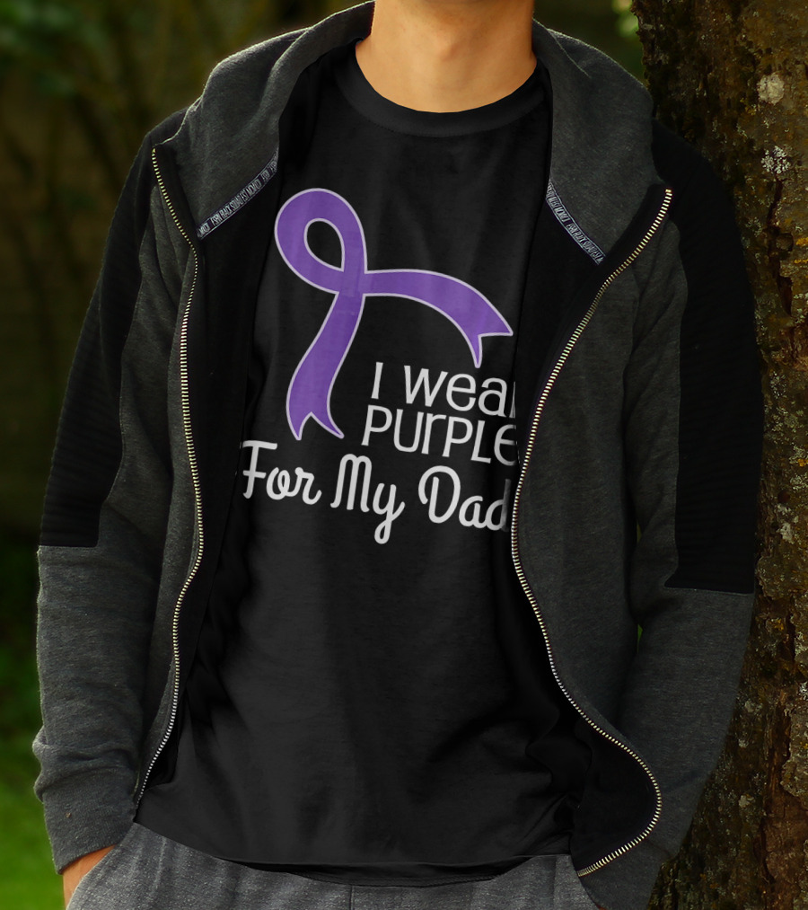 I Wear Purple Ribbon For My Dad Alzheimer's Lupus Pancrea T-Shirt