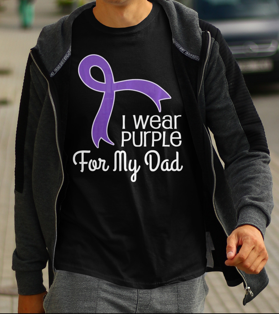I Wear Purple Ribbon For My Dad Alzheimer's Lupus Pancrea T-Shirt