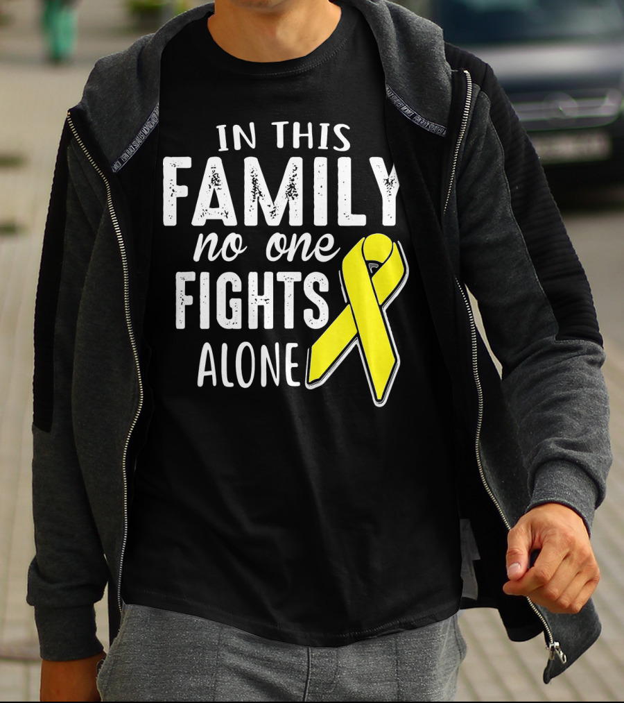 In This Family No One Fights Alone Yellow Ribbon Sarco T-Shirt