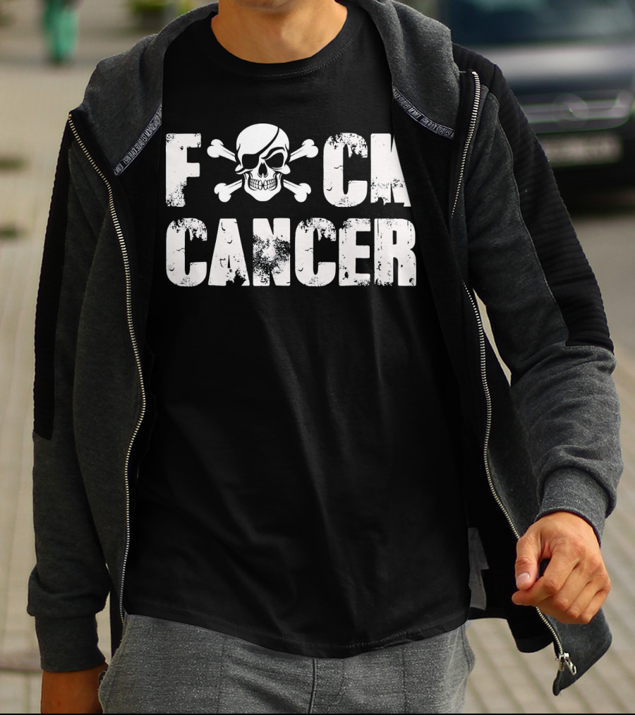 Fck Cancer Skull Crossbones Fight Back Cancer Support T-Shirt