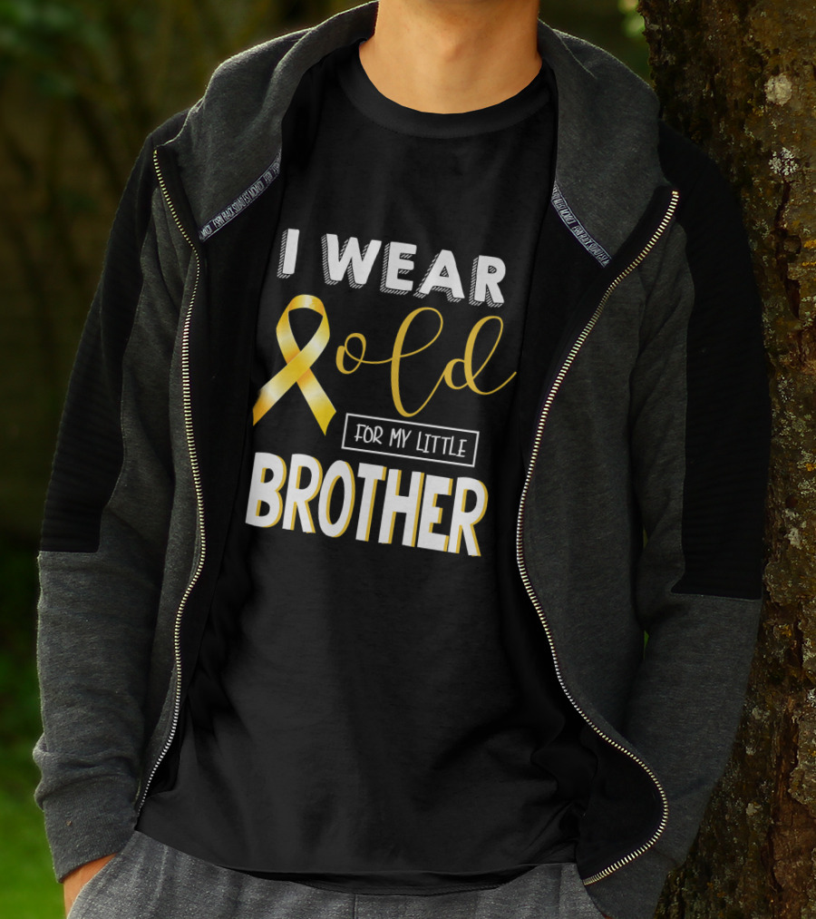 I Wear Gold For My Little Brother Childhood Cancer Awareness T-Shirt
