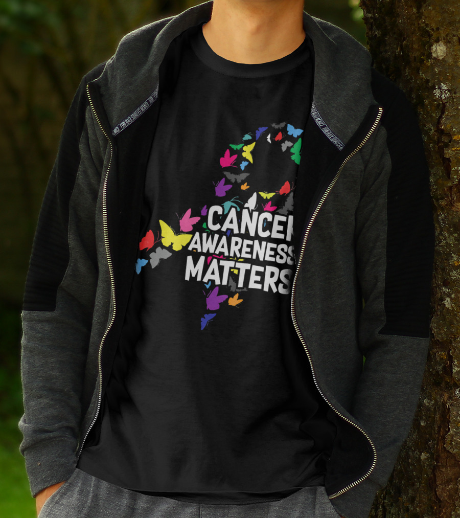 Cancer Awareness Matters Butterfly Ribbon T-Shirt