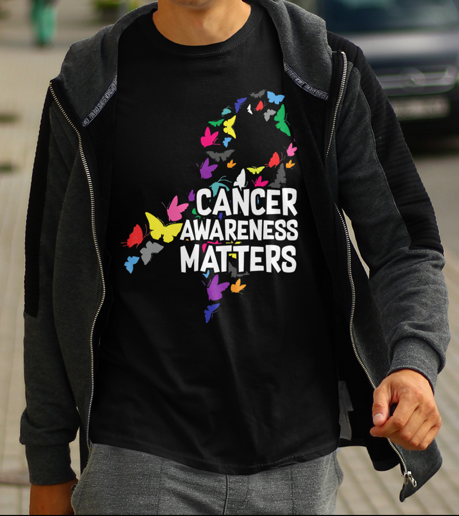 Cancer Awareness Matters Butterfly Ribbon T-Shirt