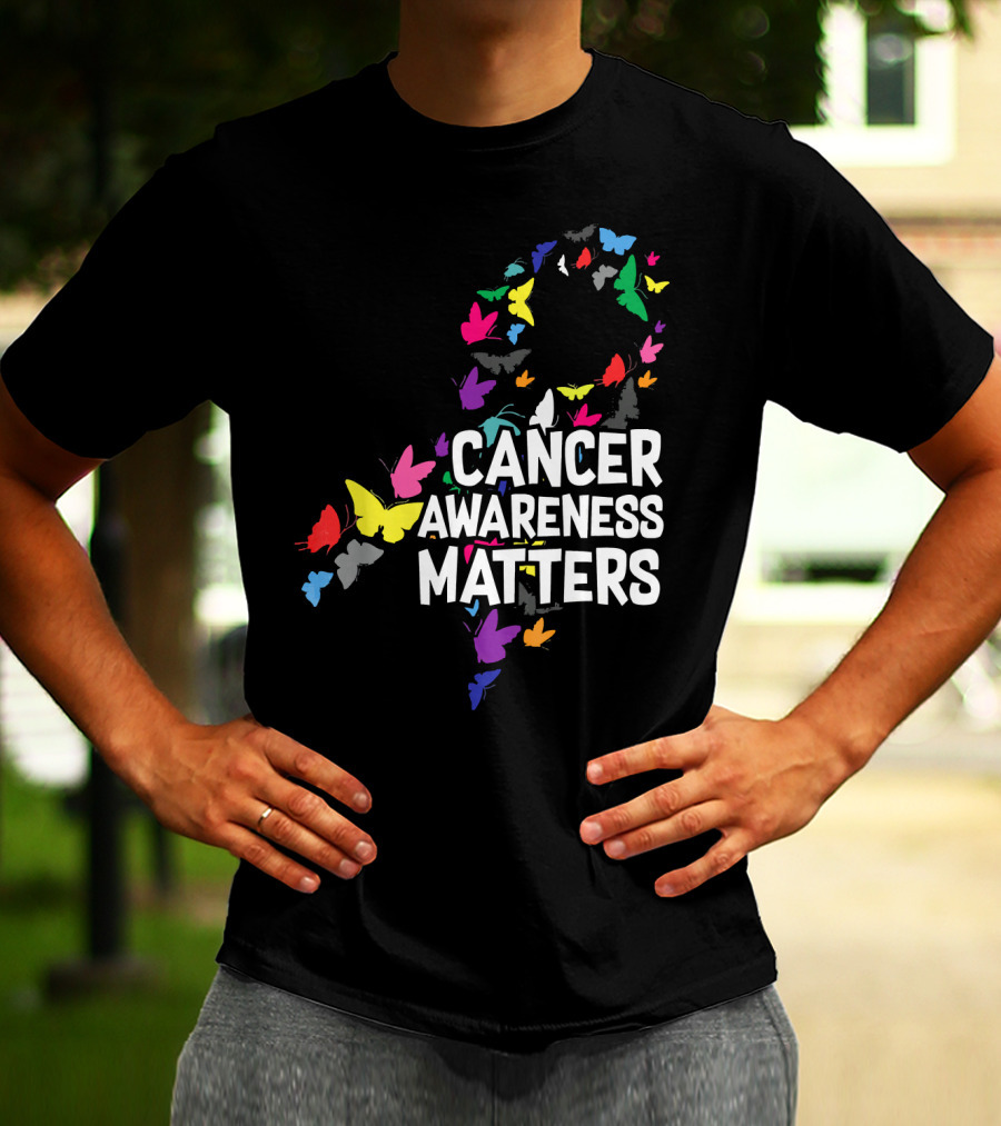 Cancer Awareness Matters Butterfly Ribbon T-Shirt