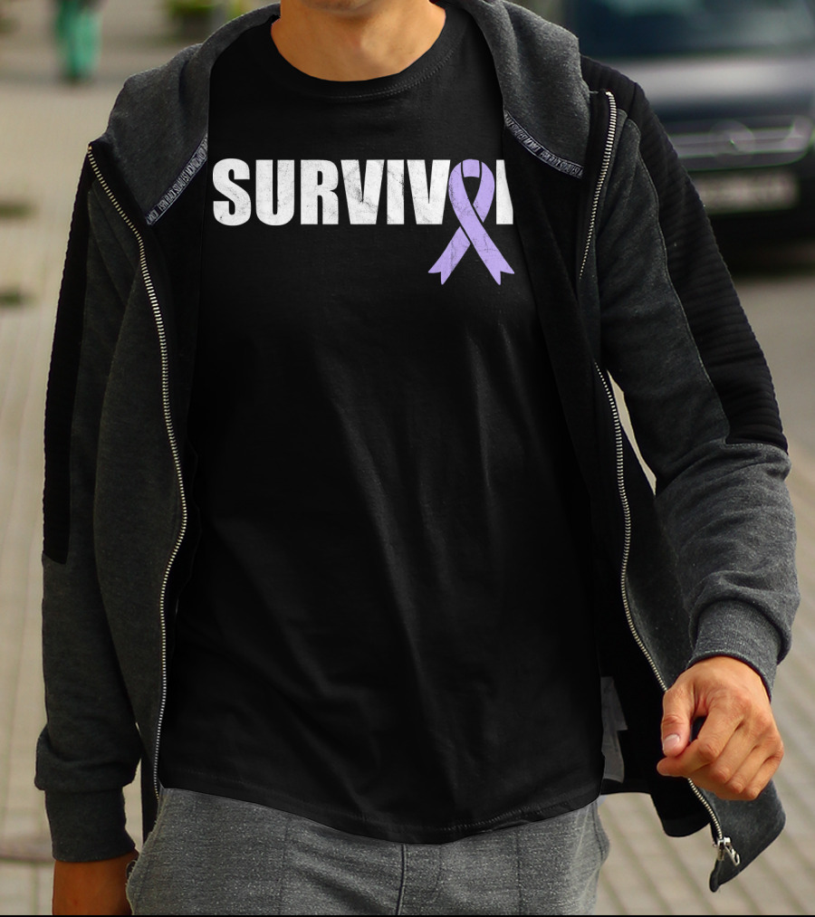 Survivor Purple Ribbon Cancer Awareness T-Shirt