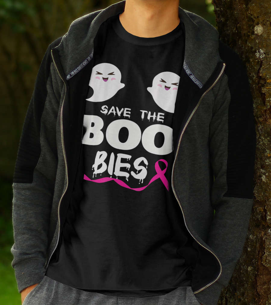 Save The BOO Bies Ghosts Pink Ribbon Breast Cancer Support T-Shirt