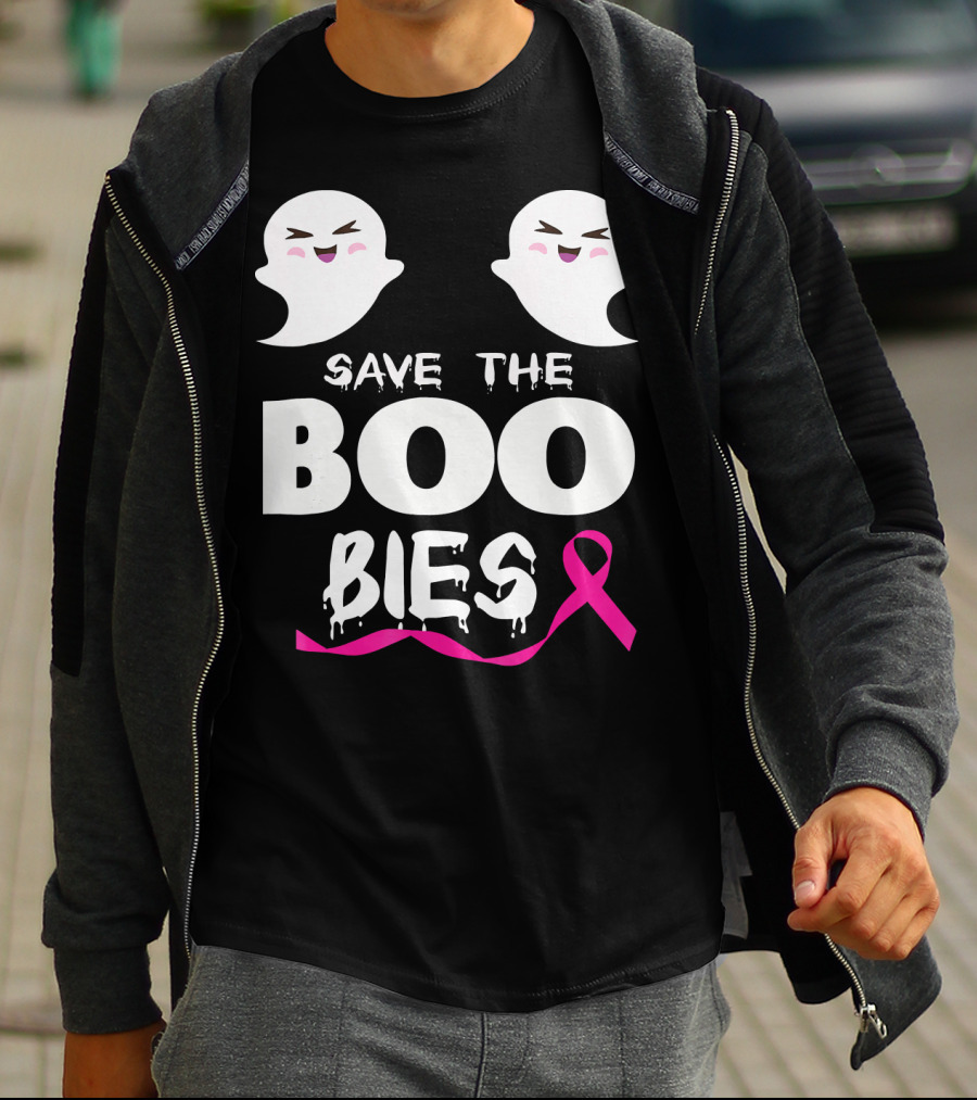 Save The BOO Bies Ghosts Pink Ribbon Breast Cancer Support T-Shirt