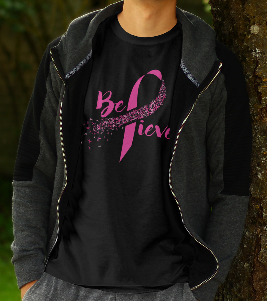 Believe Breast Cancer Awareness Pink T-Shirt