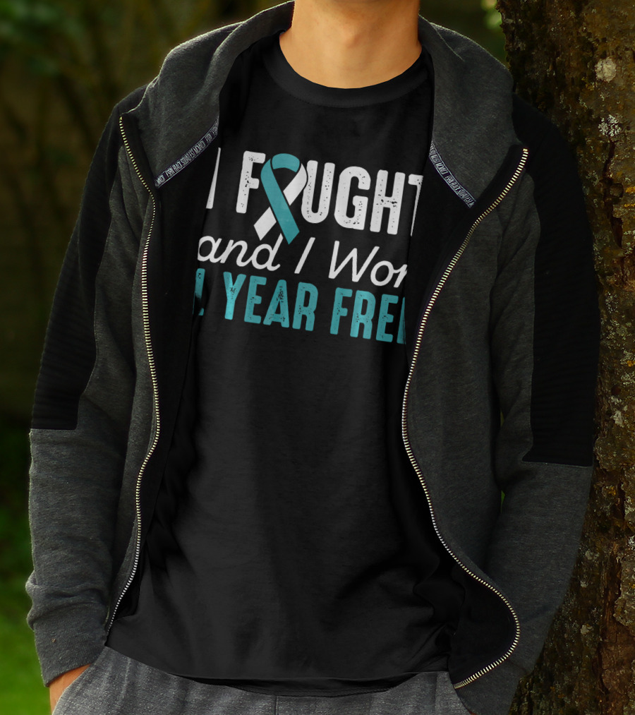 I Fought And I Won 1 Year Free Cervical Cancerversary T-Shirt