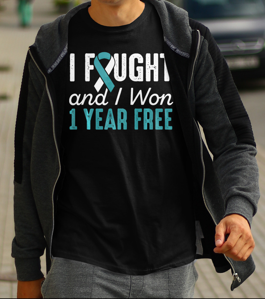 I Fought And I Won 1 Year Free Cervical Cancerversary T-Shirt