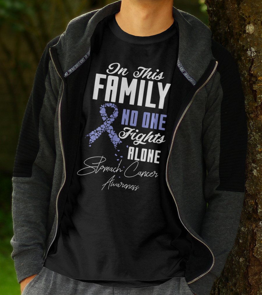 In This Family No One Fights Alone Stomach Cancer Awareness T-Shirt
