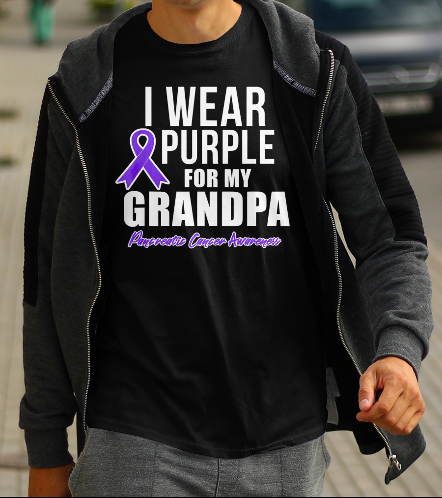 I Wear Purple For My Grandpa Pancreatic Cancer Awareness T-Shirt