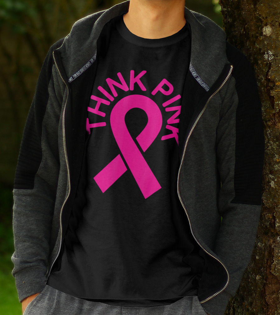 Pink Ribbon Think Pink Breast Cancer Fighters Survi T-Shirt