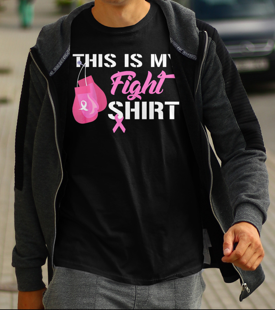 THIS IS MY FIGHT SHIRT Breast Cancer Awareness Pink Ribbon Boxing Gloves T-Shirt