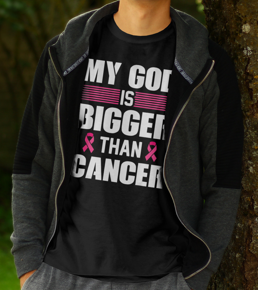 My God Is Bigger Than Cancer Pink Ribbon Breast Cancer Awareness T-Shirt