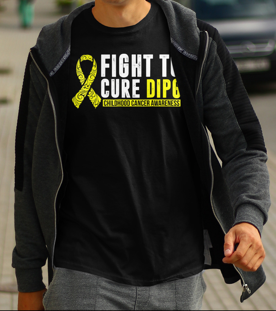 Fight To Cure DIPG Childhood Cancer Awareness Yellow T-Shirt