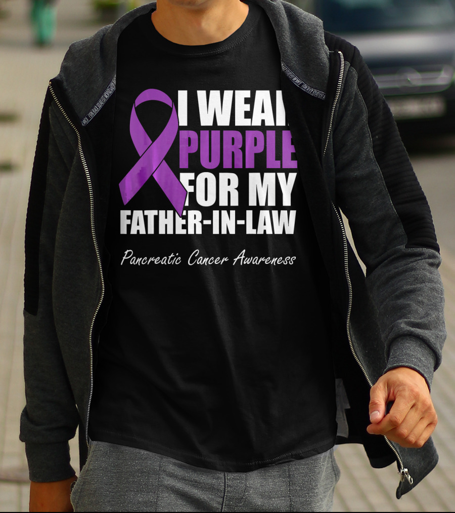 I Wear Purple For My Father-in-Law Pancreatic Cancer Awareness T-Shirt