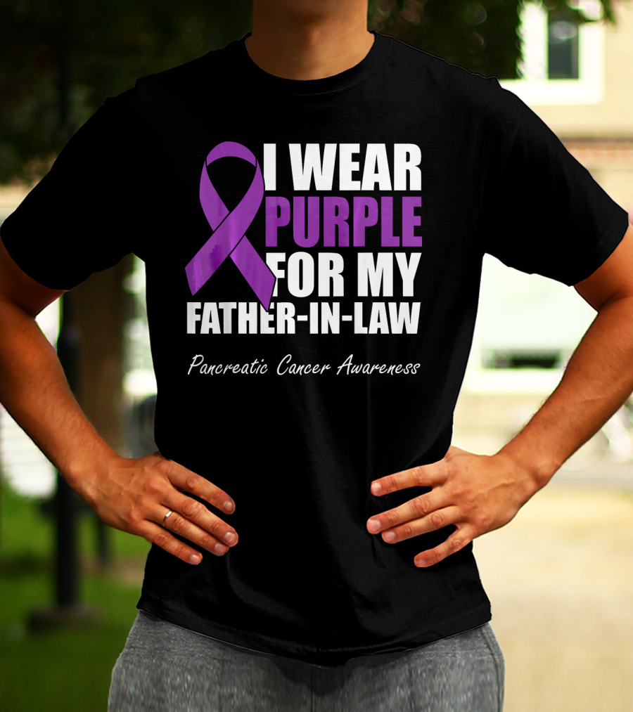 I Wear Purple For My Father-in-Law Pancreatic Cancer Awareness T-Shirt