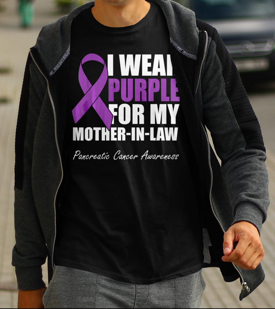 I Wear Purple For My Mother-In-Law Pancreatic Cancer Awareness T-Shirt