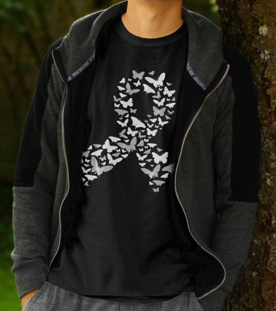 Brain Cancer Awareness Butterfly Ribbon T-Shirt
