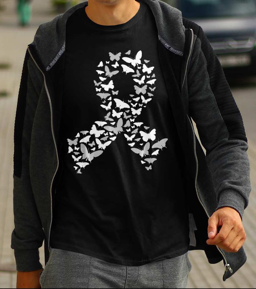 Brain Cancer Awareness Butterfly Ribbon T-Shirt