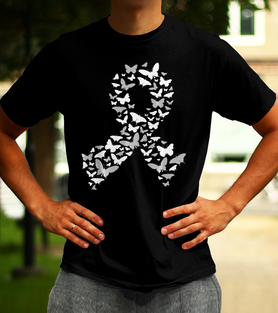 Brain Cancer Awareness Butterfly Ribbon T-Shirt