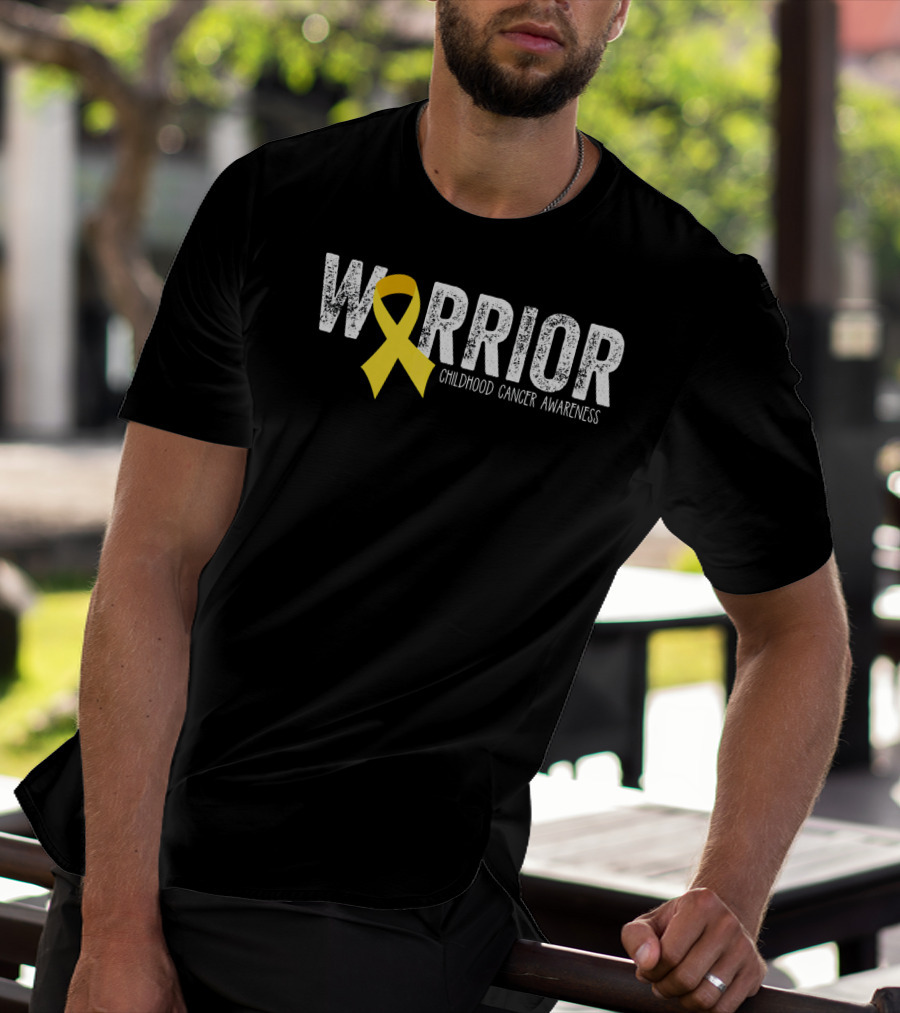 Warrior Yellow Ribbon Childhood Cancer Awareness T-Shirt
