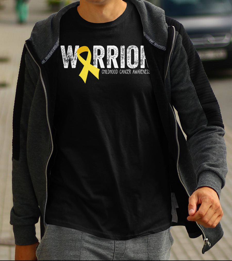 Warrior Yellow Ribbon Childhood Cancer Awareness T-Shirt