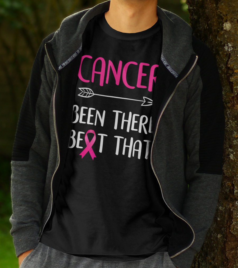 Cancer Been There Beat That Breast Cancer Pink Ribbon Arrow T-Shirt