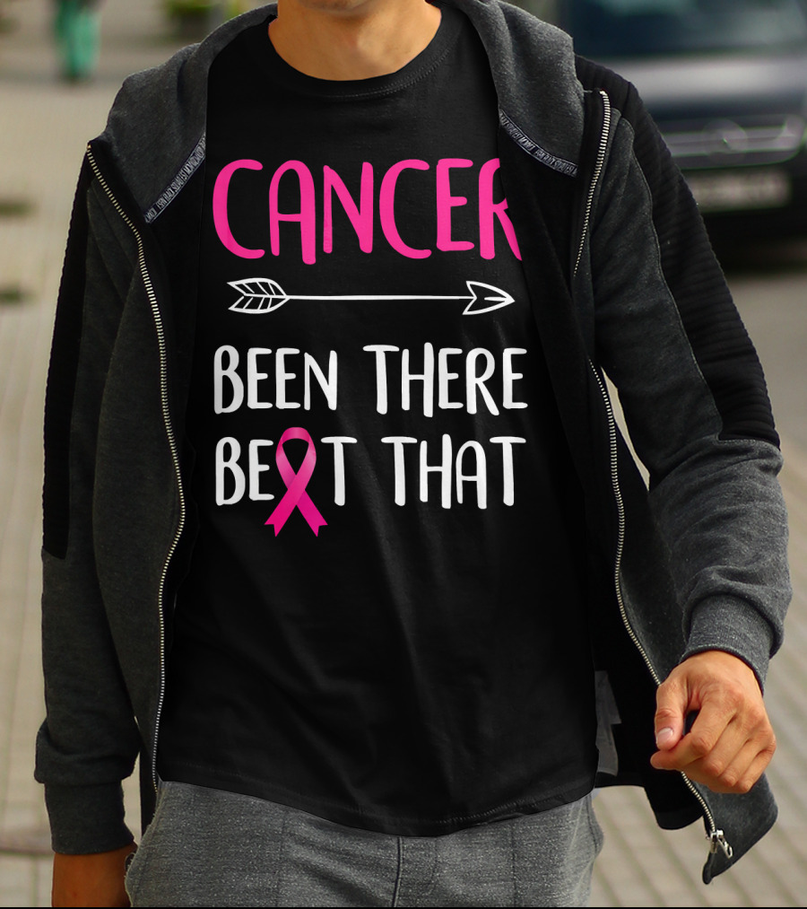 Cancer Been There Beat That Breast Cancer Pink Ribbon Arrow T-Shirt