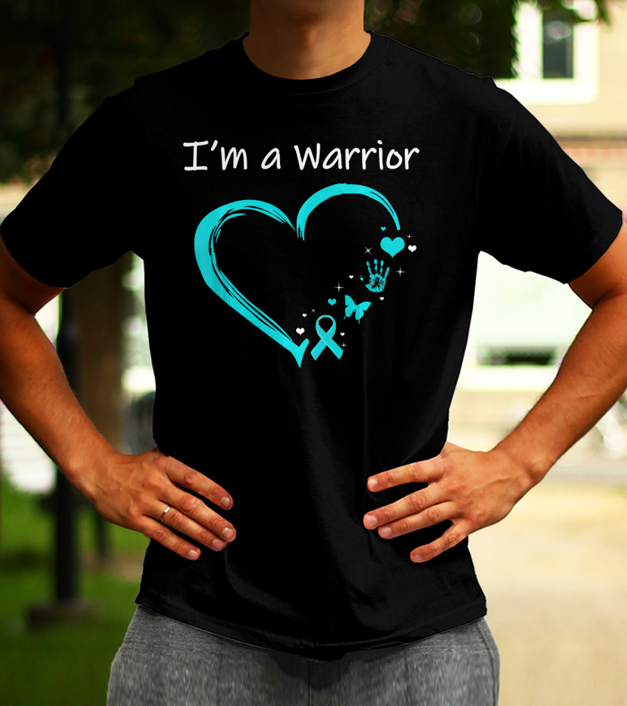 I'm A Warrior Ovarian Cancer Heart Awareness T-Shirt