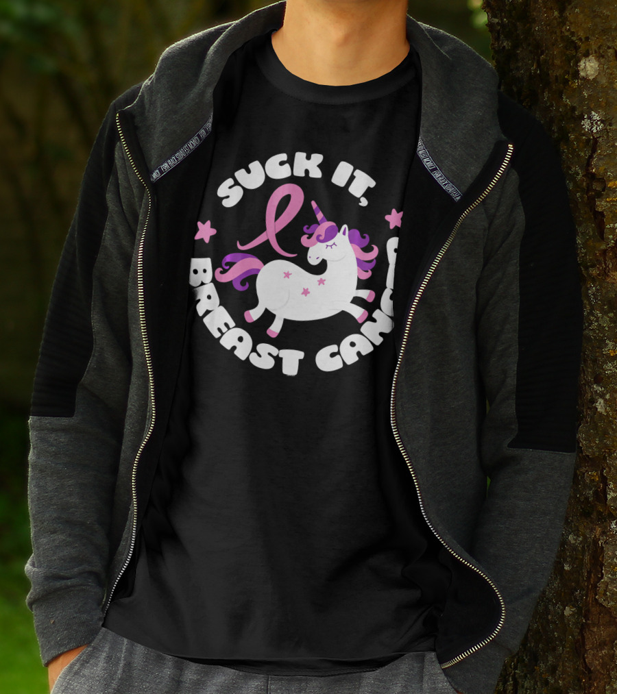 Suck It Breast Cancer Unicorn Pink T-Shirt