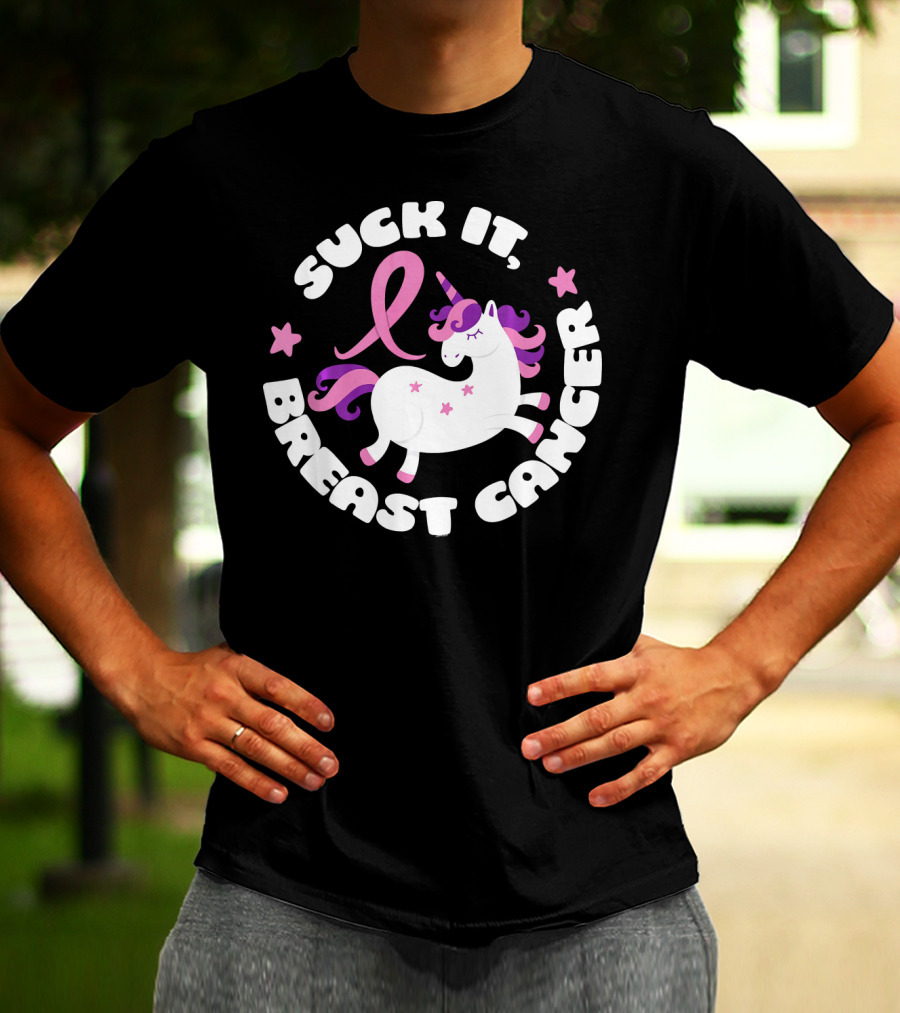 Suck It Breast Cancer Unicorn Pink T-Shirt