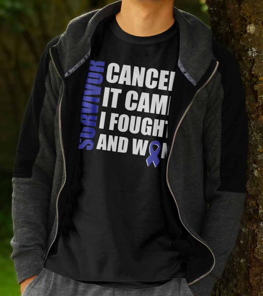 Survivor Cancer It Came I Fought And Won Blue T-Shirt