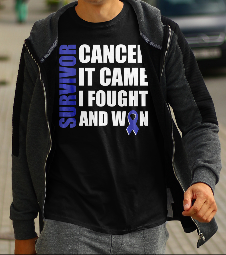 Survivor Cancer It Came I Fought And Won Blue T-Shirt