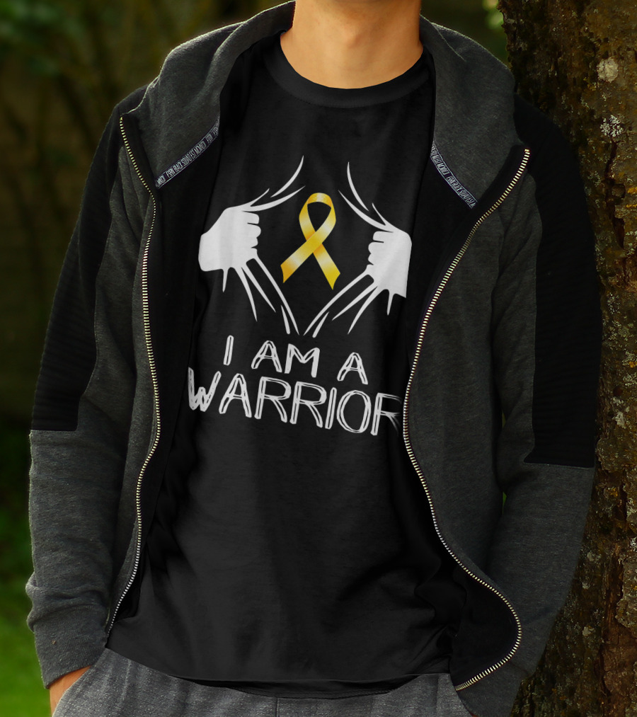 I Am A Warrior Childhood Cancer Awareness Yellow T-Shirt