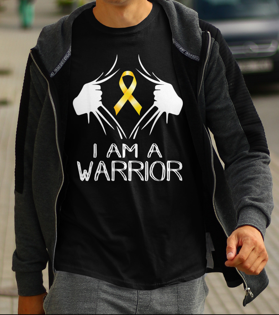 I Am A Warrior Childhood Cancer Awareness Yellow T-Shirt