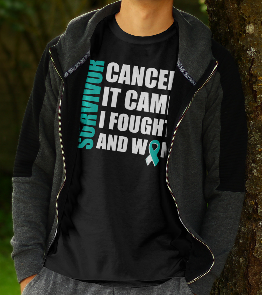 Survivor Cancer It Came I Fought And Won Cervical Cancer Awareness Fight Cancer T-Shirt