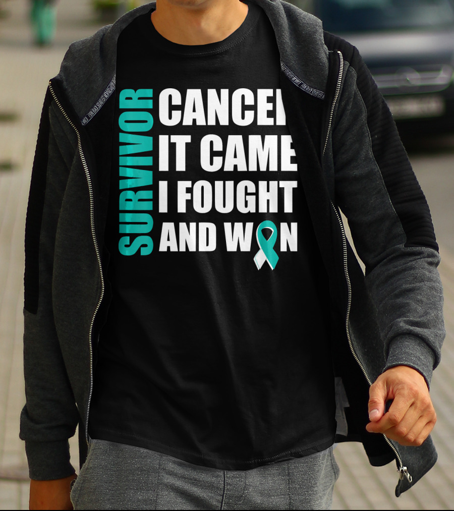 Survivor Cancer It Came I Fought And Won Cervical Cancer Awareness Fight Cancer T-Shirt