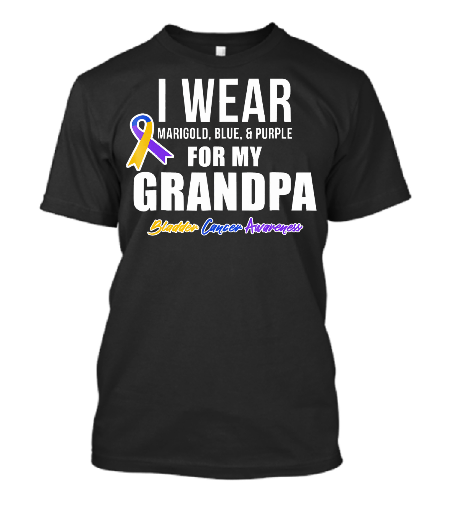 I Wear Marigold Blue And Purple For My Grandpa Bladder Cancer Awareness T-Shirt