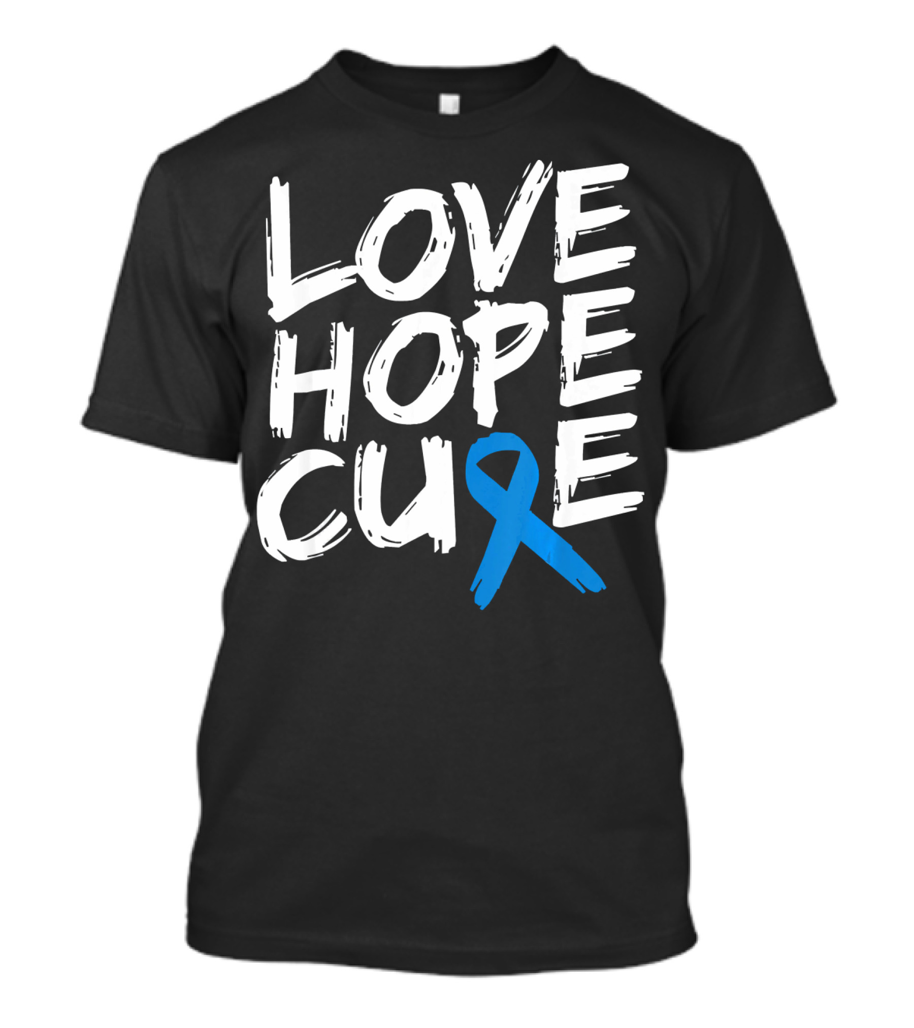 Love Hope Cure Colon Cancer Awareness Blue T-Shirt