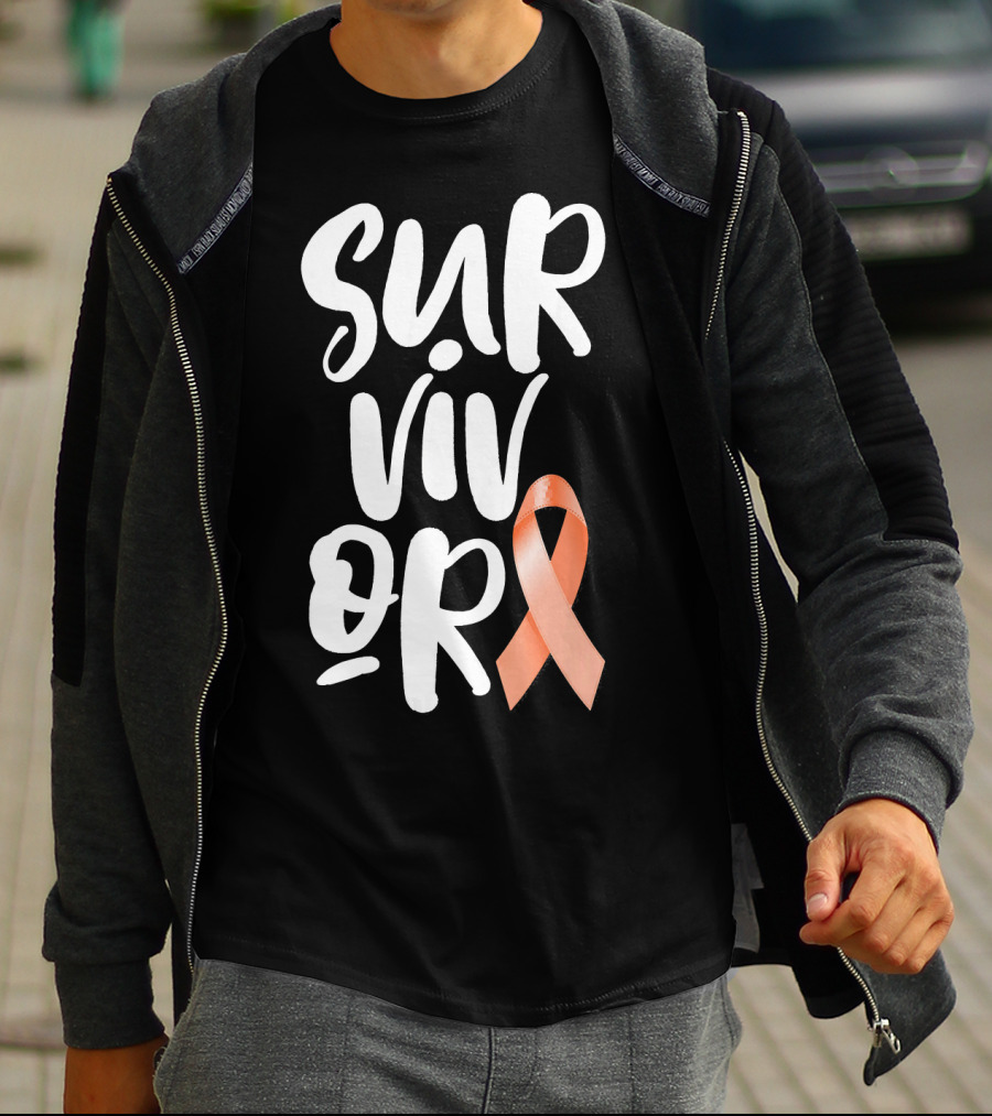 Survivor Uterine Cancer Peach Ribbon Awareness T-Shirt