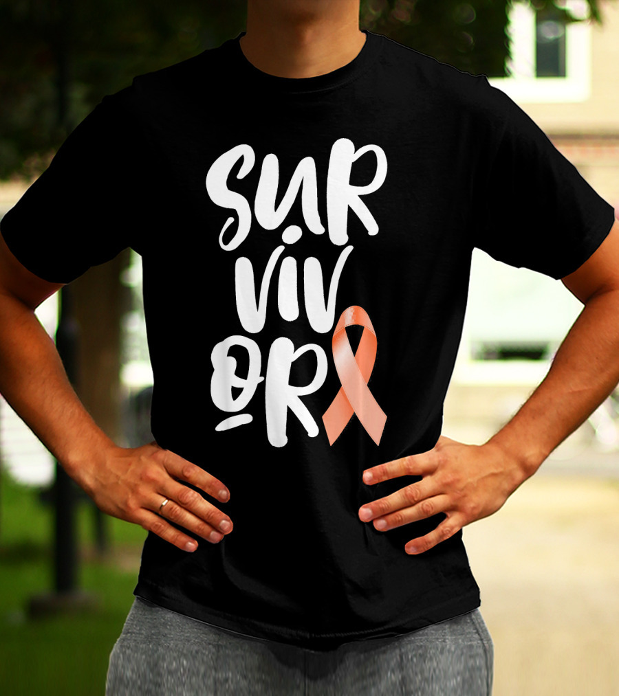Survivor Uterine Cancer Peach Ribbon Awareness T-Shirt