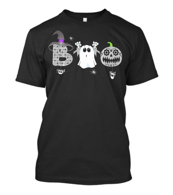 Boo Ghost Witch Hat Sugar Skull Brain Cancer Awareness T-Shirt