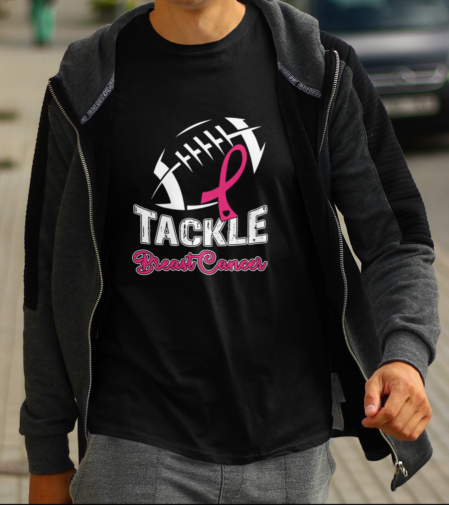 Tackle Breast Cancer Awareness Football T-Shirt