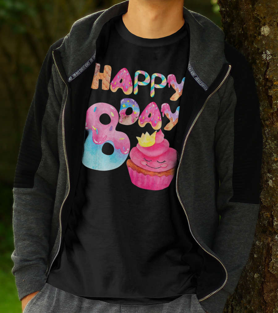 Happy Bday Cupcake Donut Themed Birthday T-Shirt