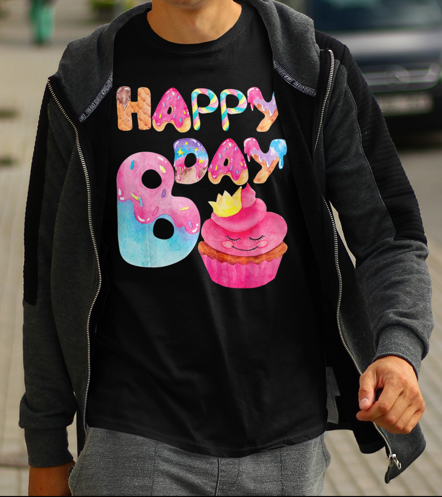 Happy Bday Cupcake Donut Themed Birthday T-Shirt