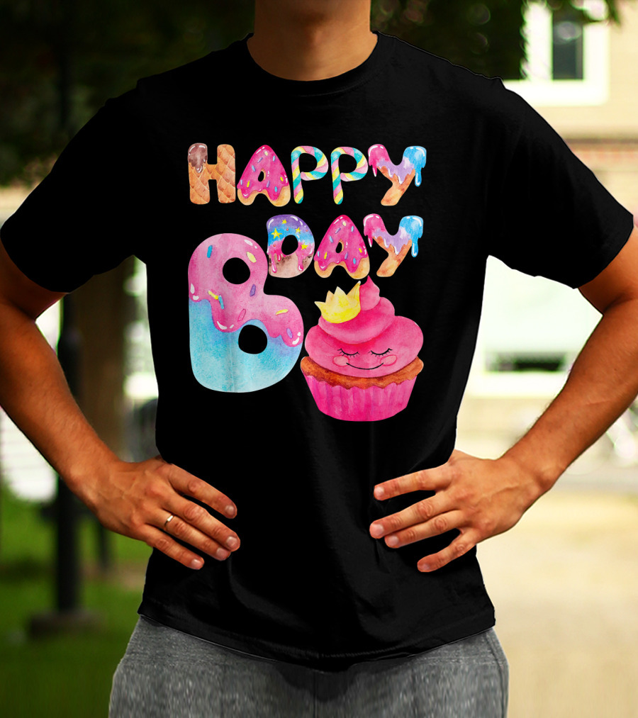 Happy Bday Cupcake Donut Themed Birthday T-Shirt