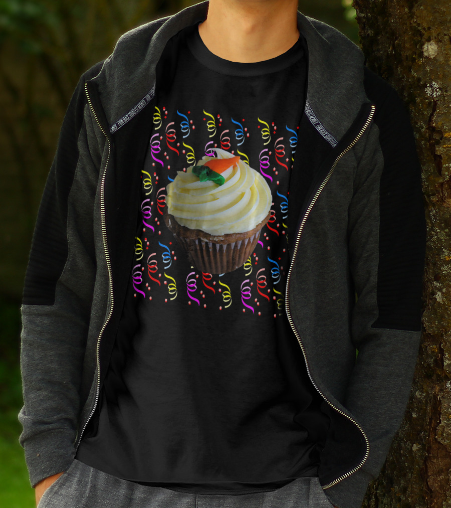 Cupcake And Confetti Cupcake With Colorful Swirl Decorations T-Shirt