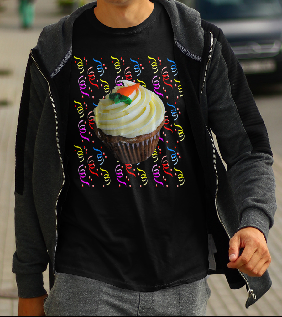 Cupcake And Confetti Cupcake With Colorful Swirl Decorations T-Shirt